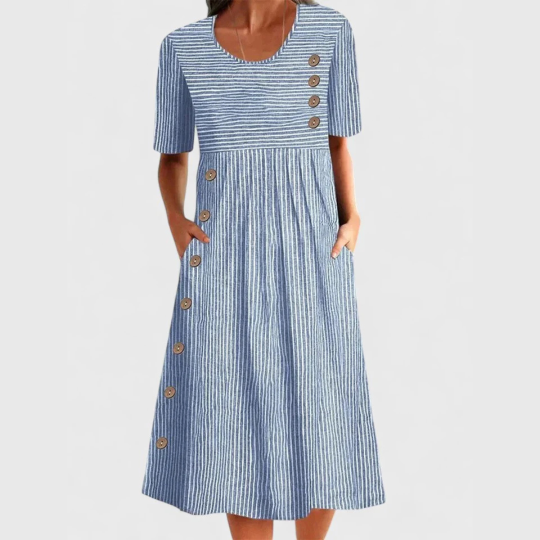 Camille | Vestito Midi Breezy a Righe Sottili