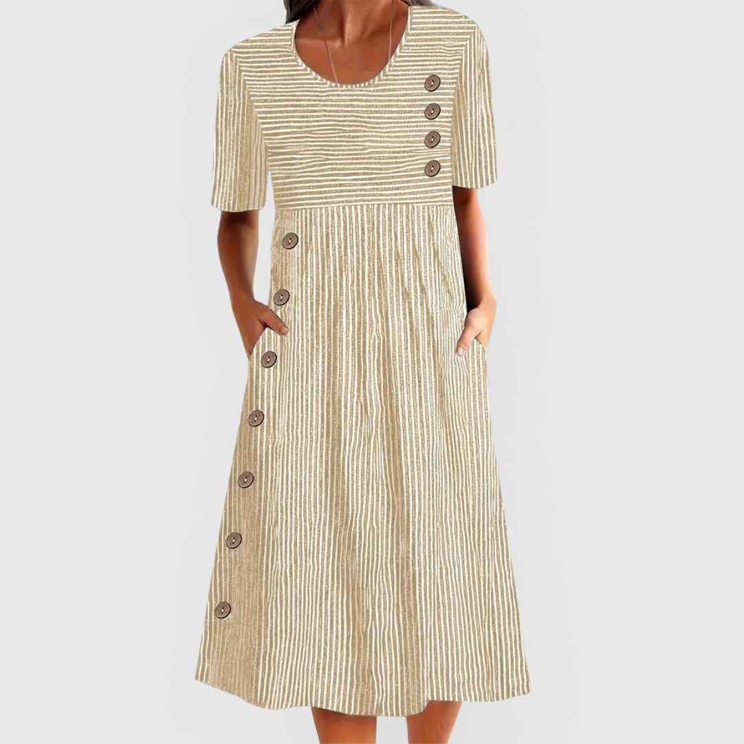 Camille | Vestito Midi Breezy a Righe Sottili