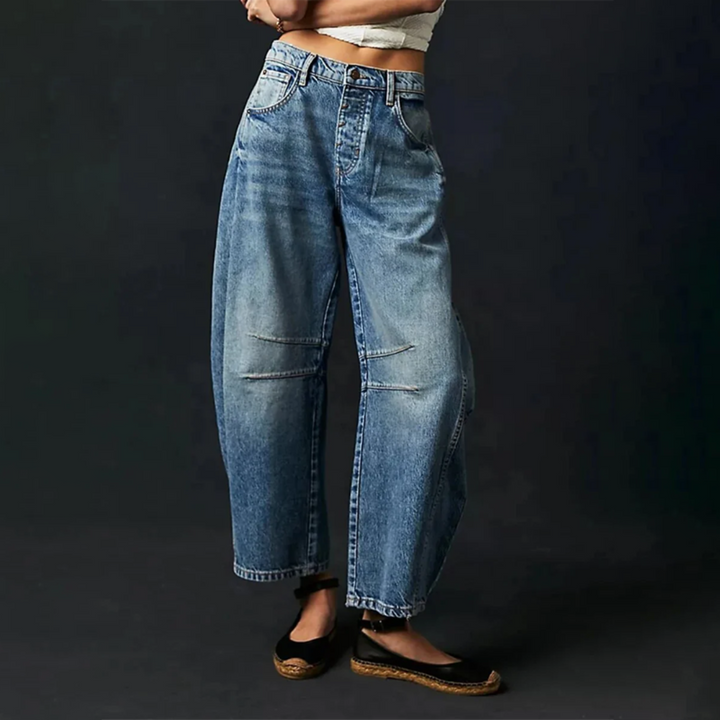Ria | Jeans relaxed barrel color caffè