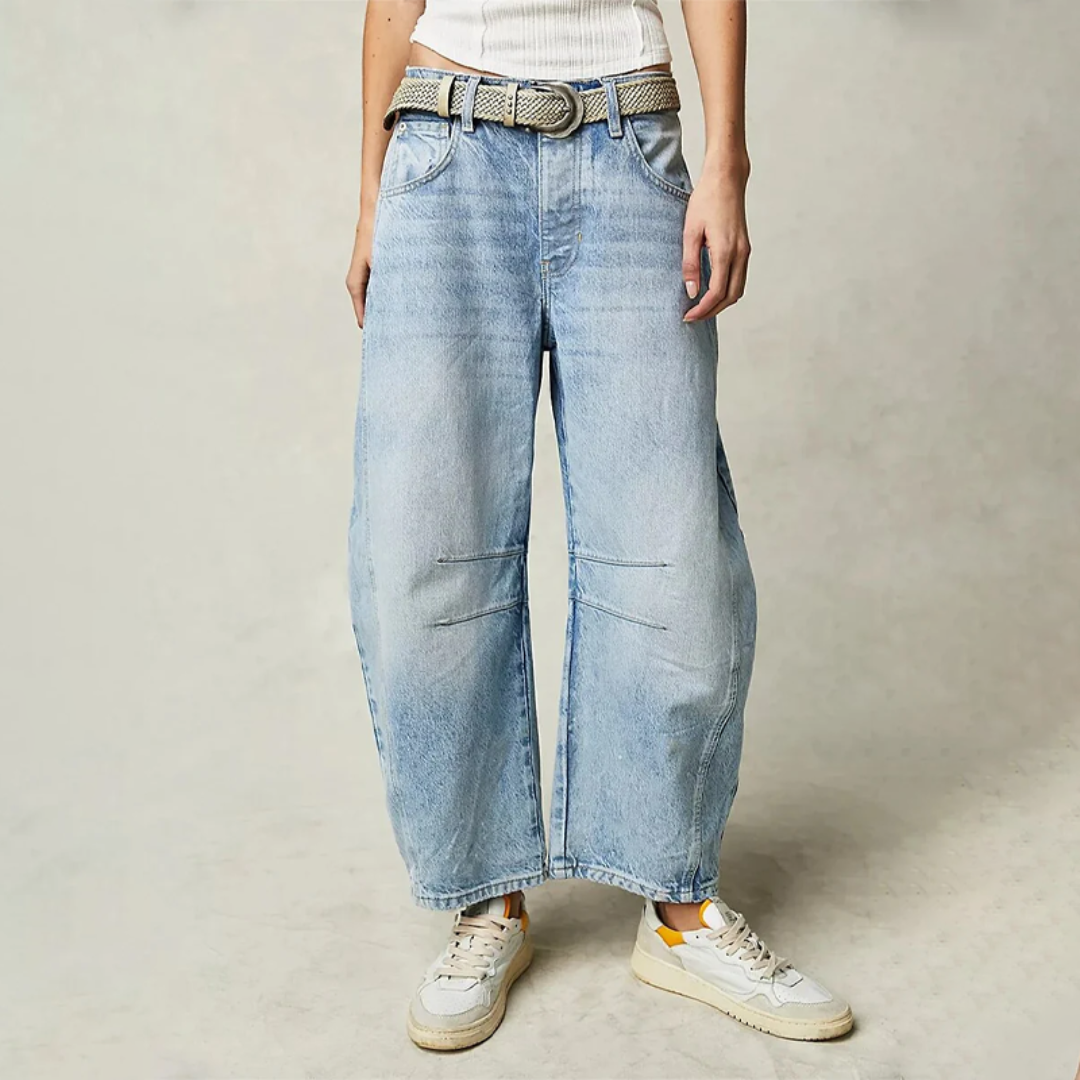 Ria | Jeans relaxed barrel color caffè