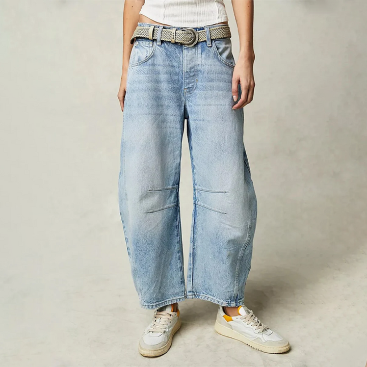 Ria | Jeans relaxed barrel color caffè