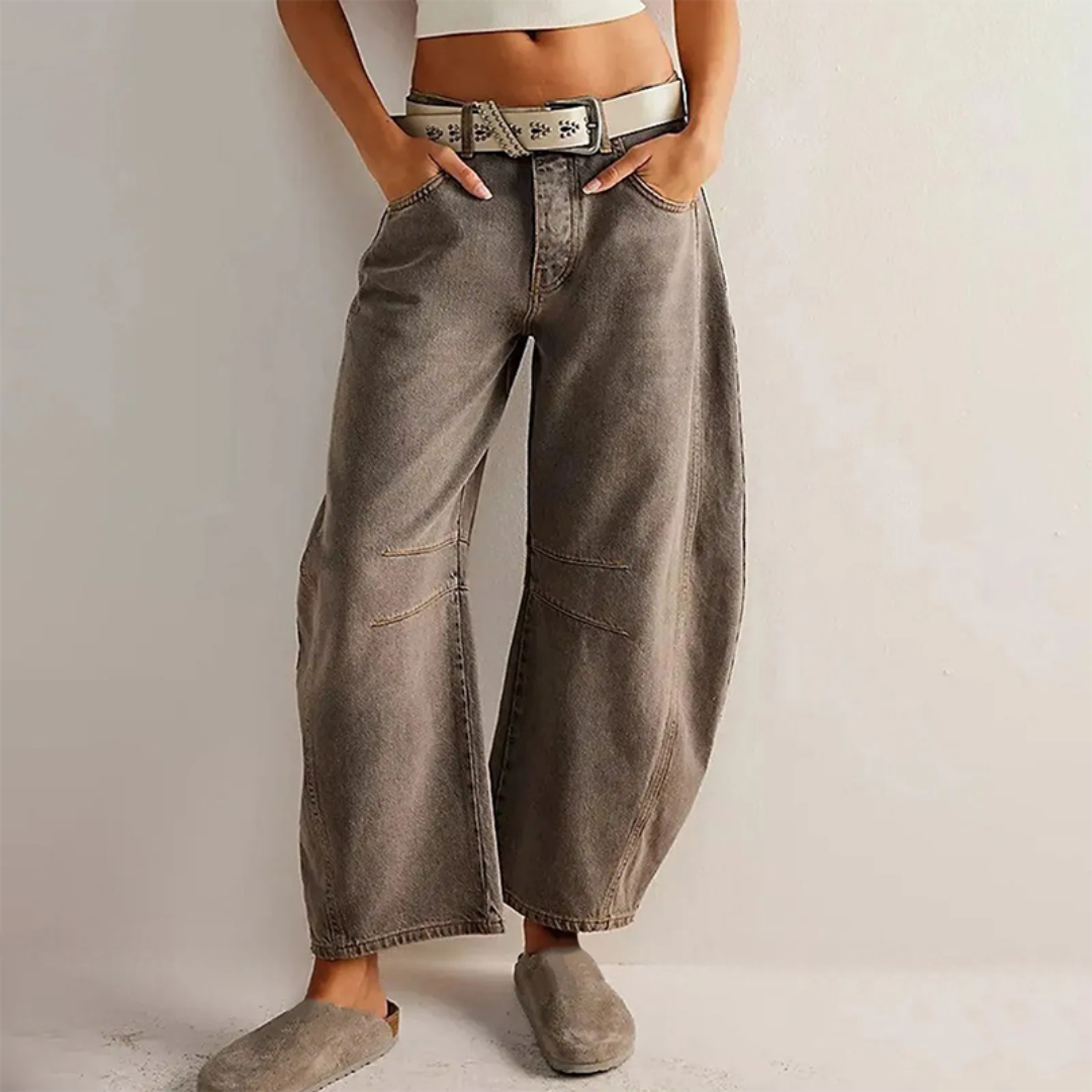 Ria | Jeans relaxed barrel color caffè