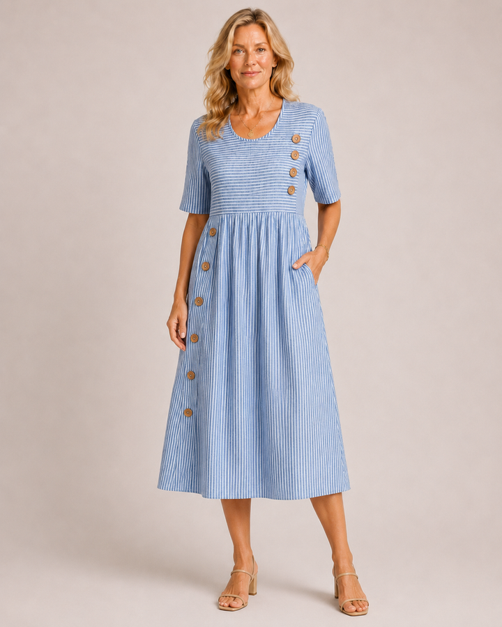 Camille | Vestito Midi Breezy a Righe Sottili