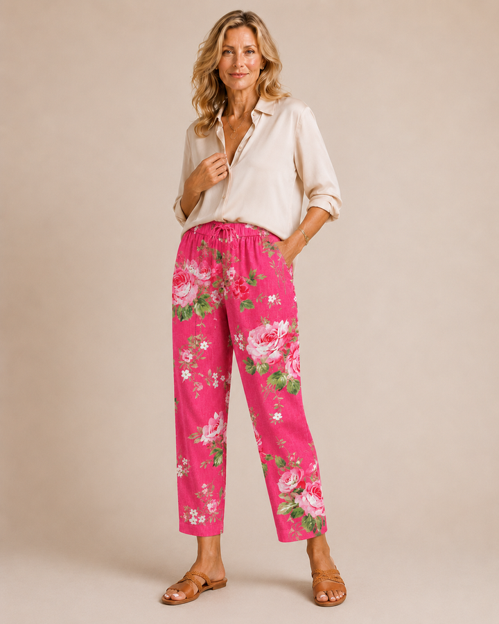 Rosalie | Pantaloni boho floreali con tasche