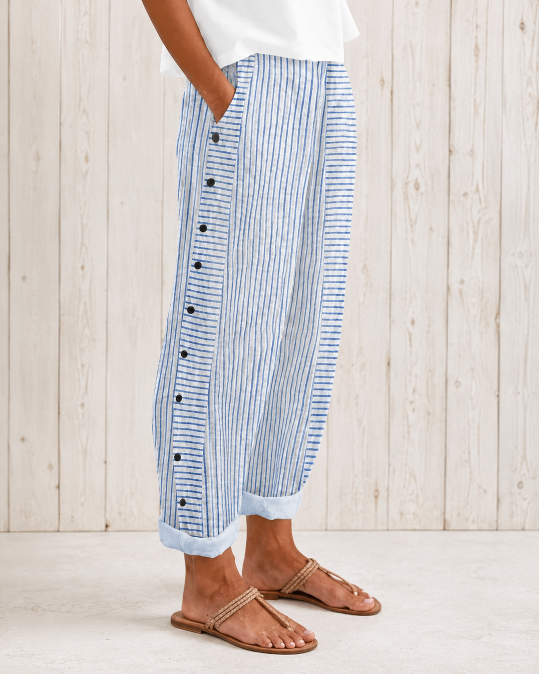 Maren | Pantaloni relaxed a righe con tasche