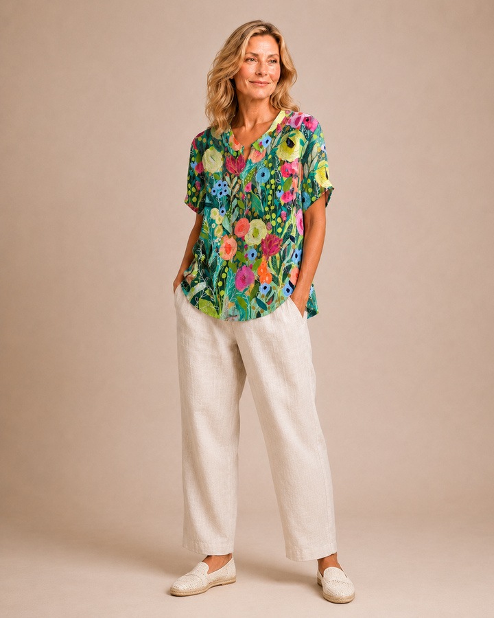 Liora | Blusa floreale effetto acquerello