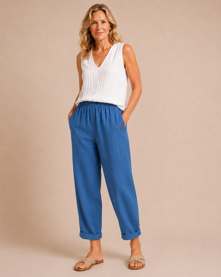 Maris | Pantaloni relaxed in lino a gamba larga
