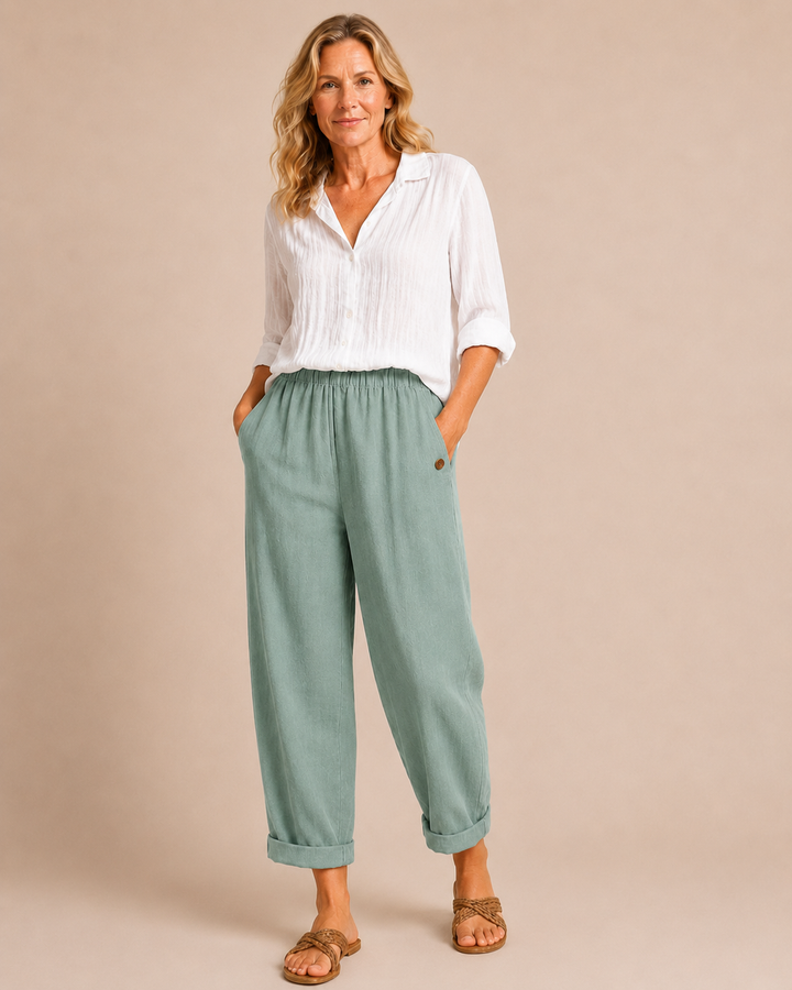 Maris | Pantaloni relaxed in lino a gamba larga
