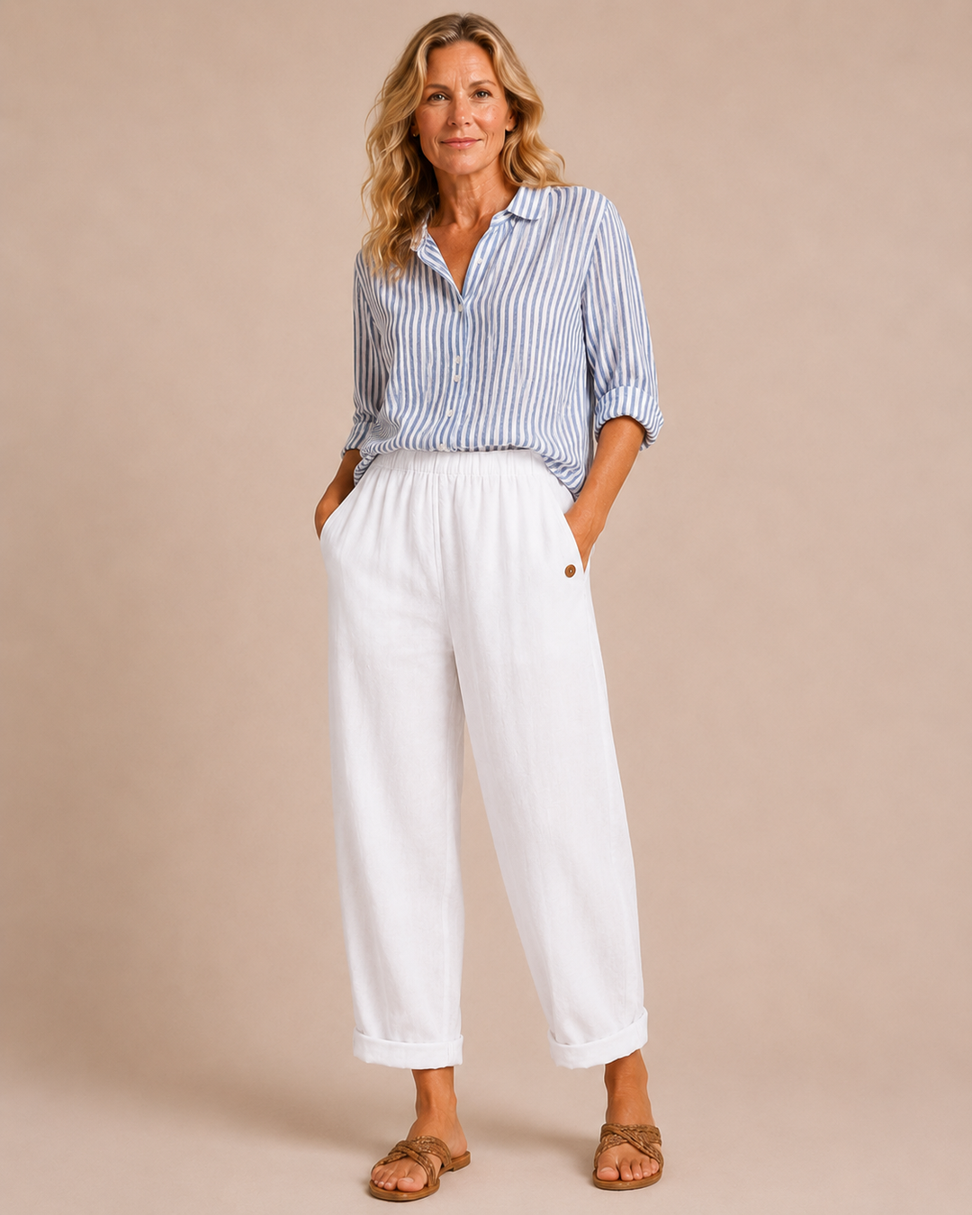 Maris | Pantaloni relaxed in lino a gamba larga