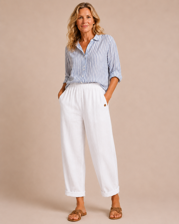 Maris | Pantaloni relaxed in lino a gamba larga