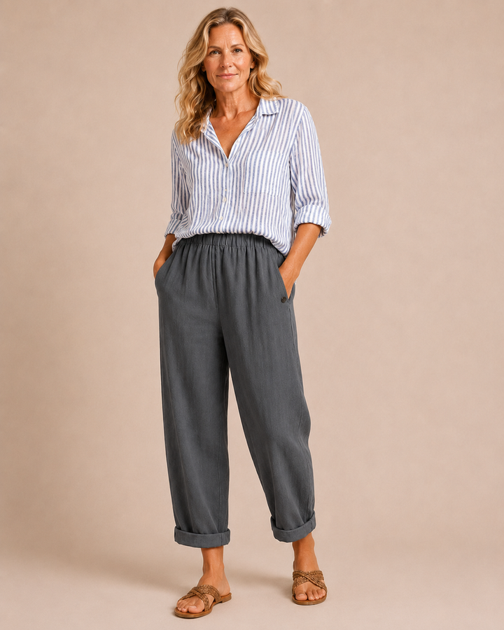 Maris | Pantaloni relaxed in lino a gamba larga