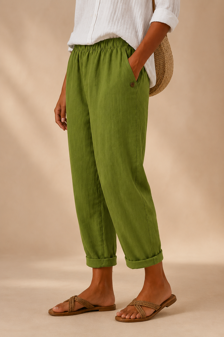 Maris | Pantaloni relaxed in lino a gamba larga