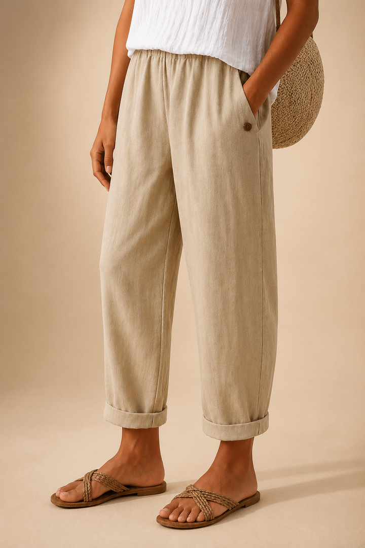 Maris | Pantaloni relaxed in lino a gamba larga
