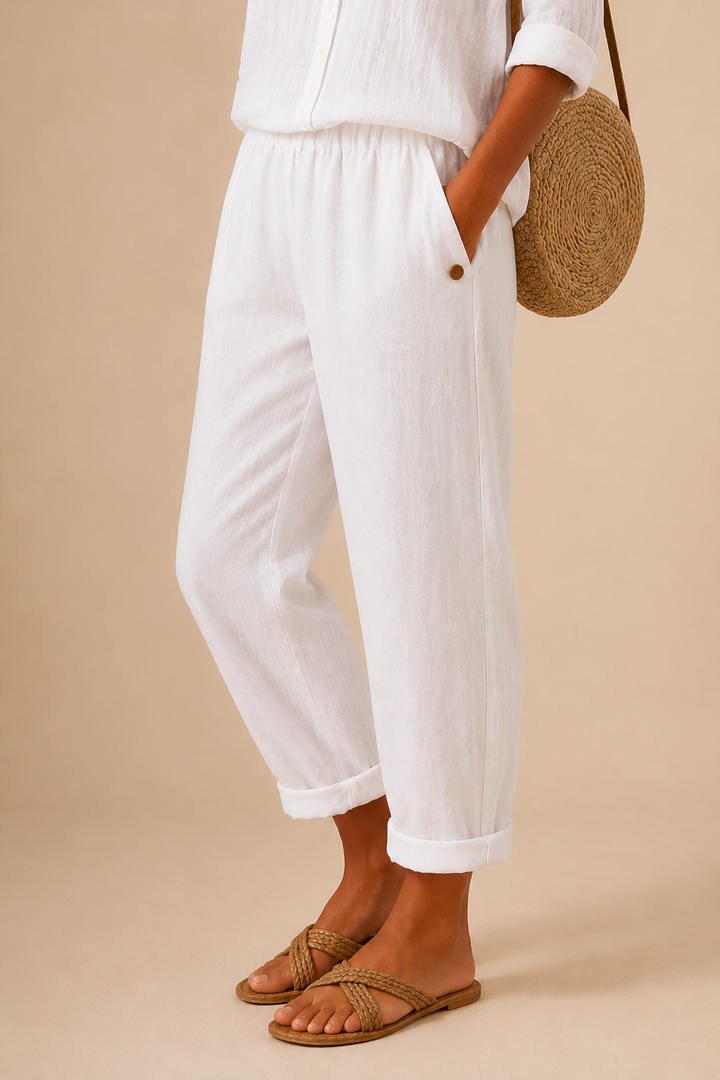 Maris | Pantaloni relaxed in lino a gamba larga