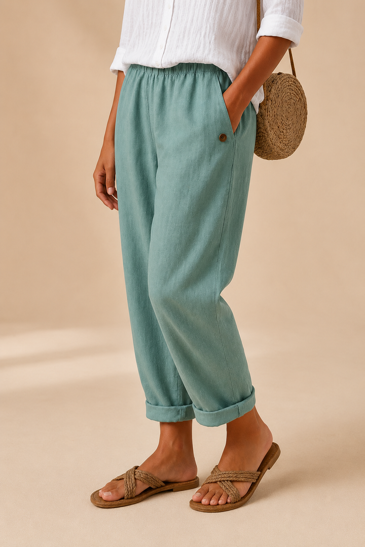 Maris | Pantaloni relaxed in lino a gamba larga