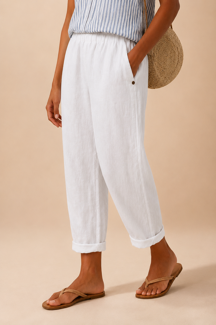 Maris | Pantaloni relaxed in lino a gamba larga