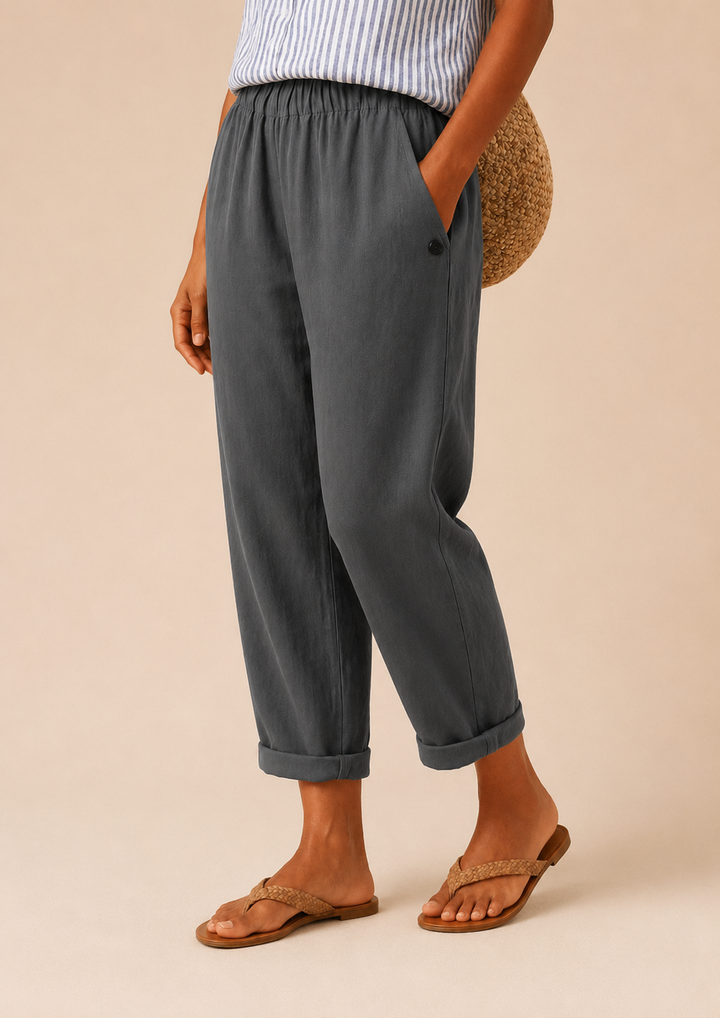Maris | Pantaloni relaxed in lino a gamba larga