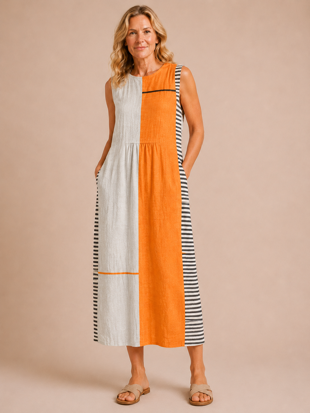 Annalise | Vestito midi con stampa artistica