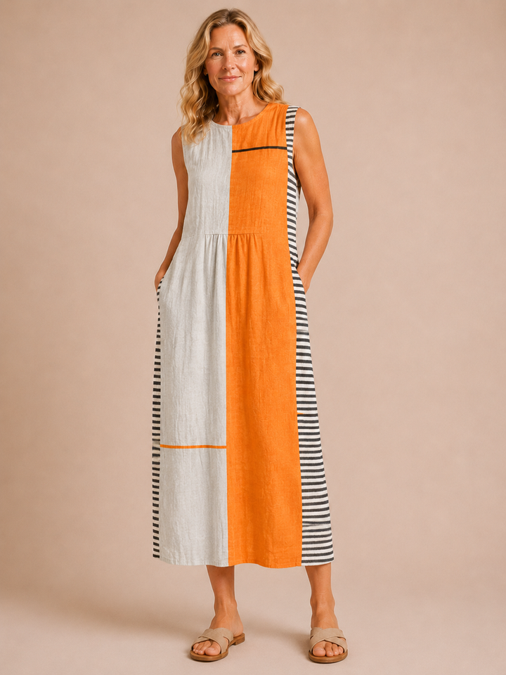 Annalise | Vestito midi con stampa artistica
