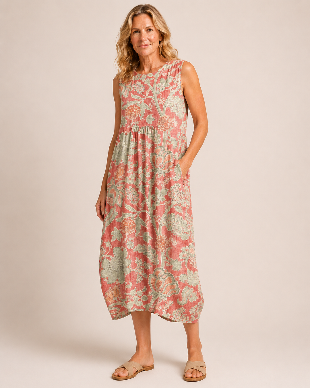 Annalise | Vestito midi con stampa artistica