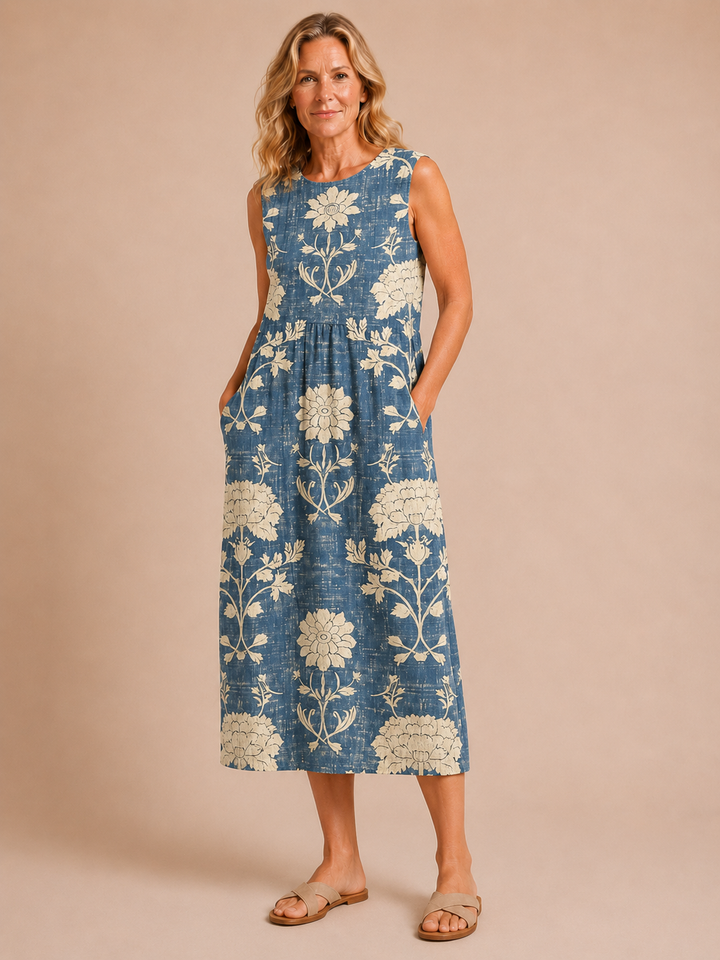 Annalise | Vestito midi con stampa artistica