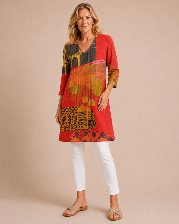 Marlowe | Blusa tunica stampata con scollo a V