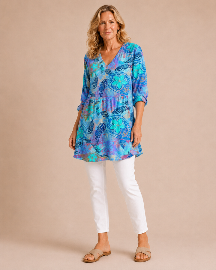 Marlowe | Blusa tunica stampata con scollo a V
