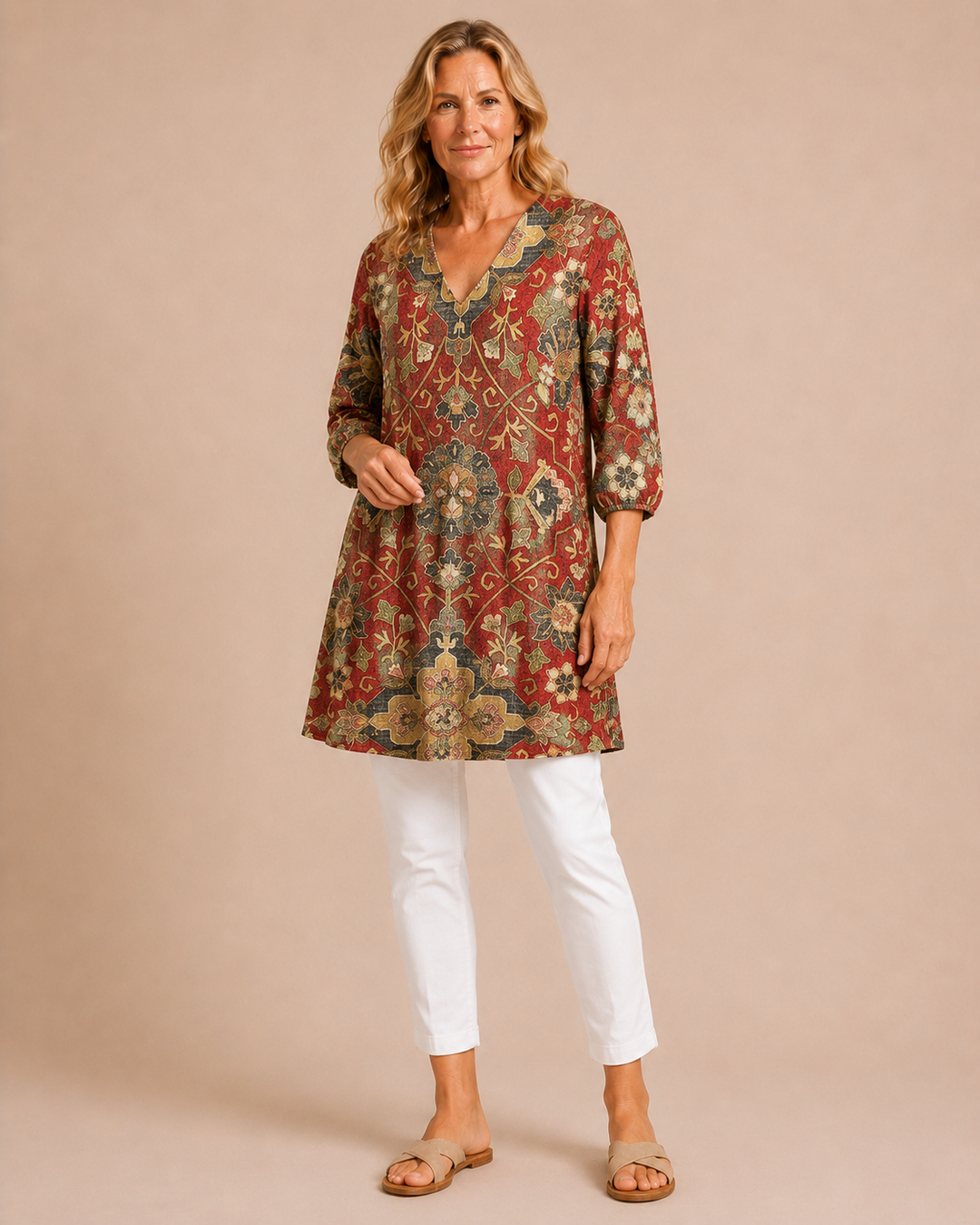Marlowe | Blusa tunica stampata con scollo a V