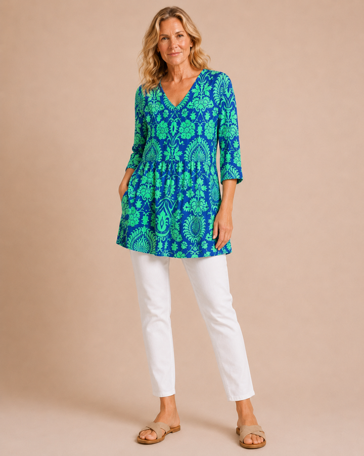 Marlowe | Blusa tunica stampata con scollo a V
