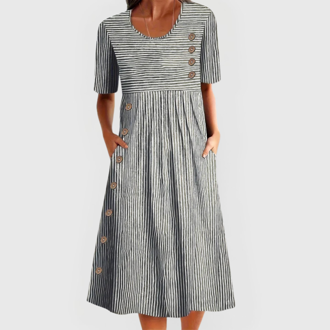 Camille | Vestito Midi Breezy a Righe Sottili