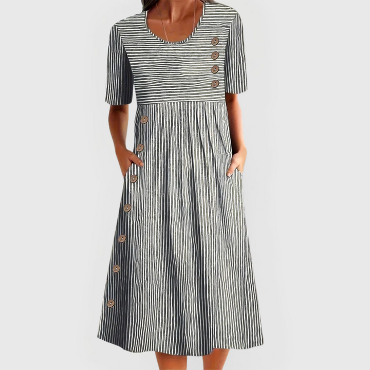 Camille | Vestito Midi Breezy a Righe Sottili