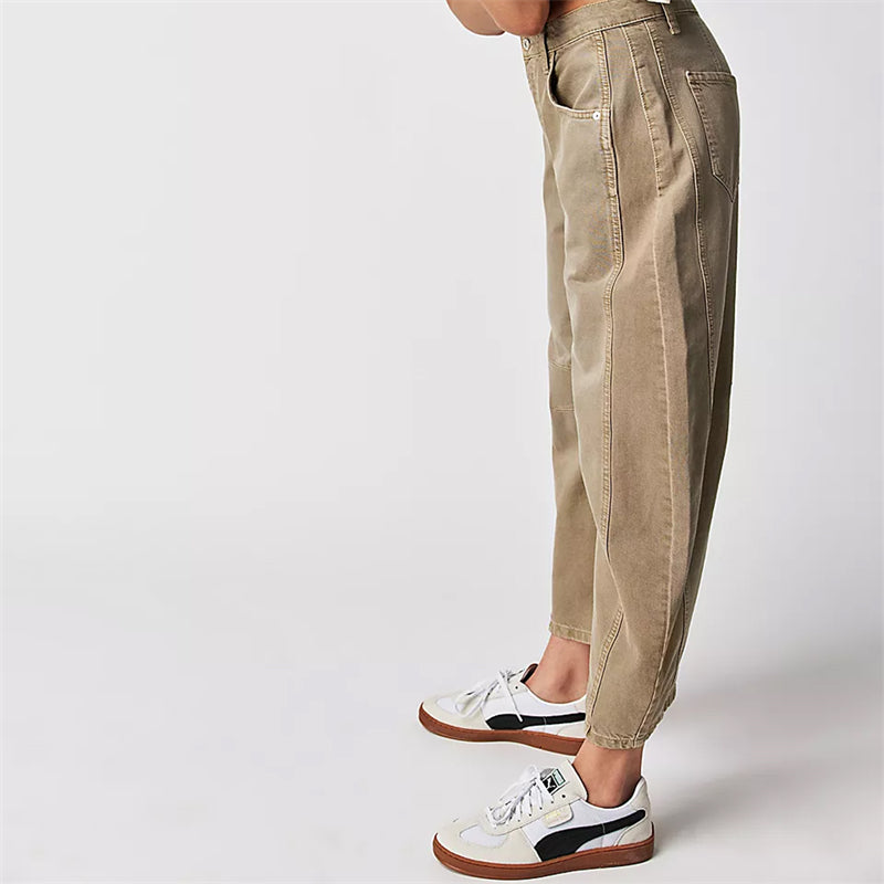 Ria | Jeans relaxed barrel color caffè