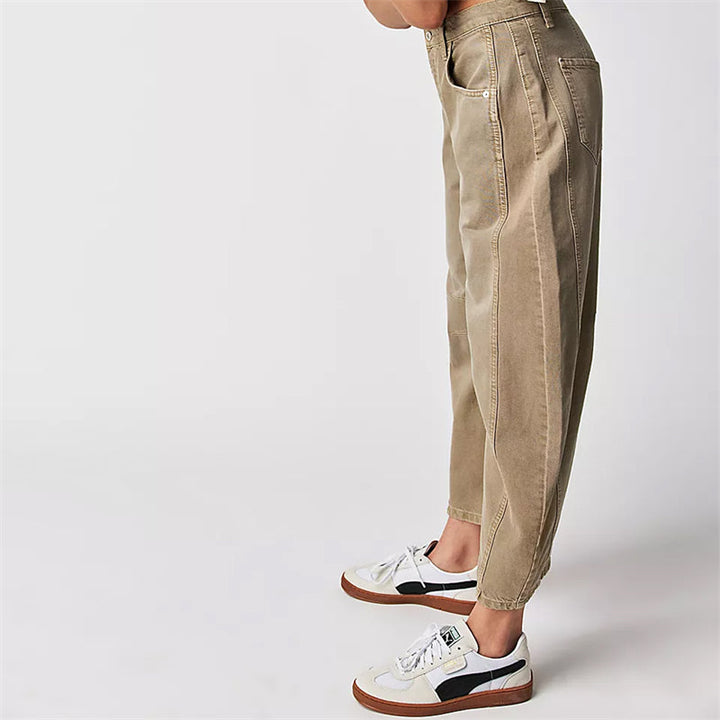 Ria | Jeans relaxed barrel color caffè