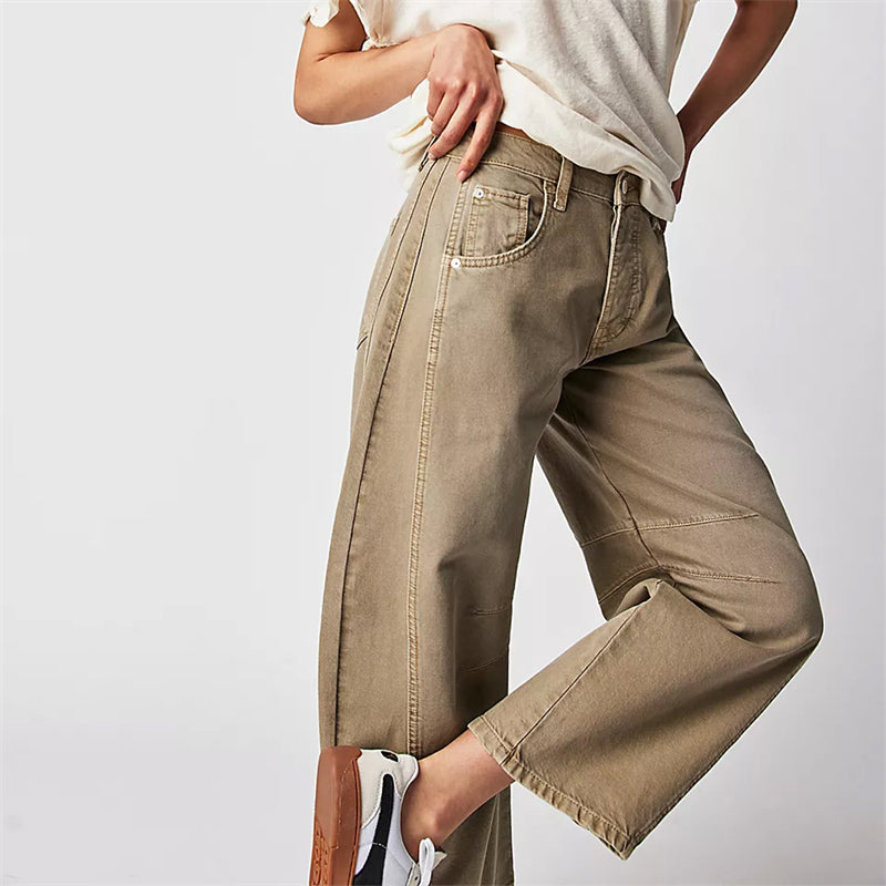 Ria | Jeans relaxed barrel color caffè