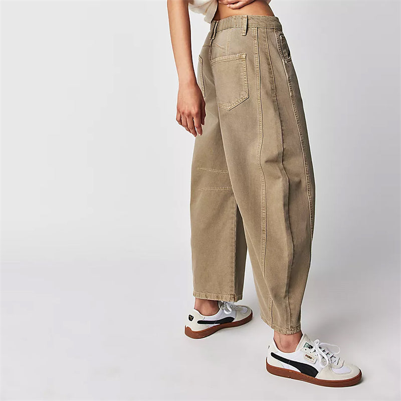 Ria | Jeans relaxed barrel color caffè