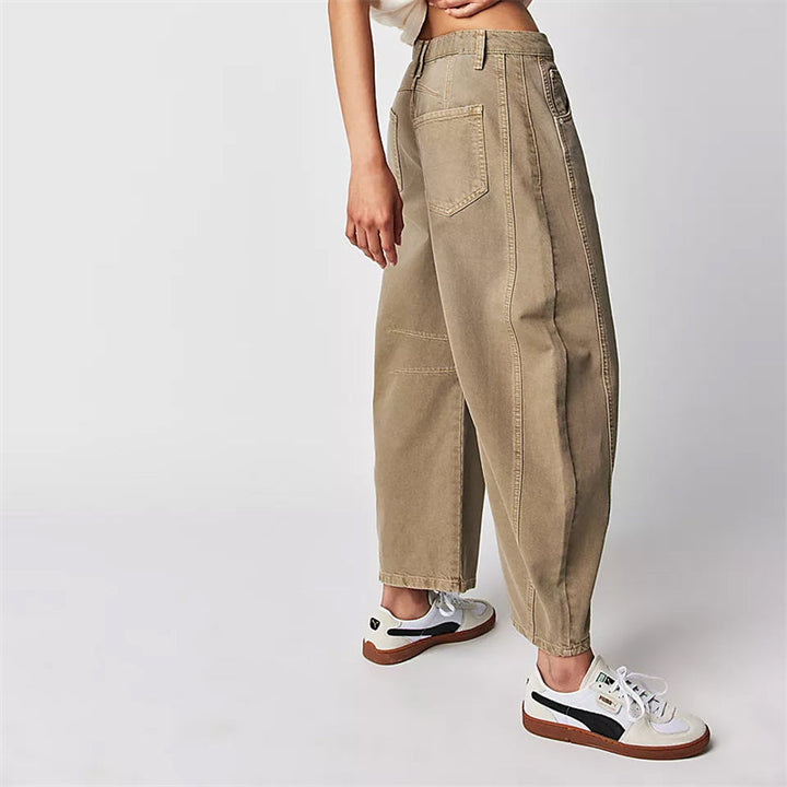 Ria | Jeans relaxed barrel color caffè