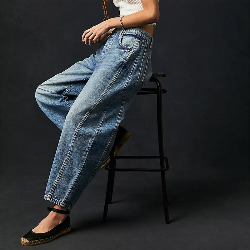Ria | Jeans relaxed barrel color caffè