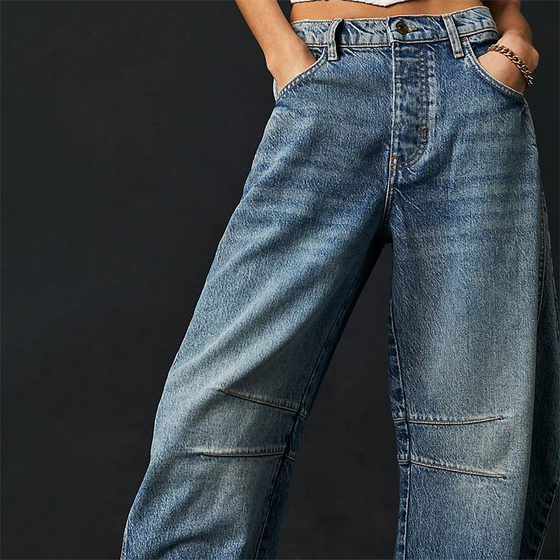 Ria | Jeans relaxed barrel color caffè