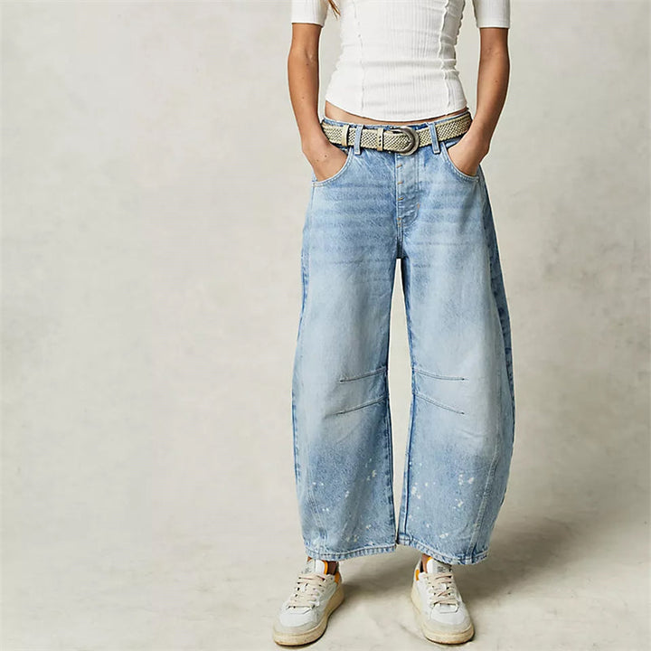 Ria | Jeans relaxed barrel color caffè