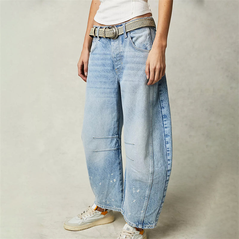 Ria | Jeans relaxed barrel color caffè