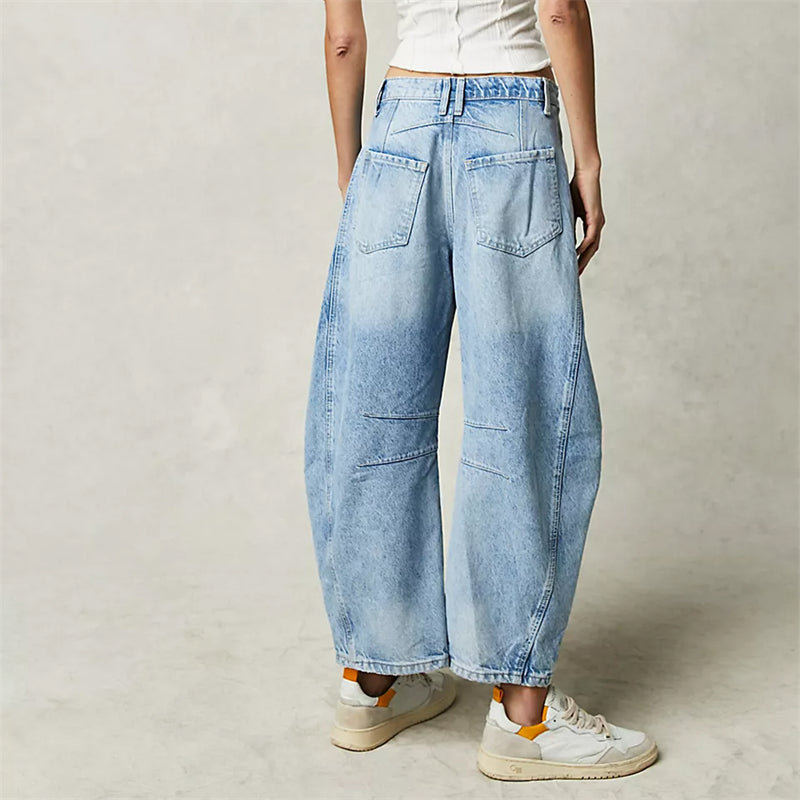 Ria | Jeans relaxed barrel color caffè
