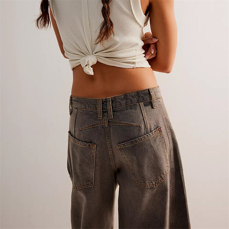 Ria | Jeans relaxed barrel color caffè