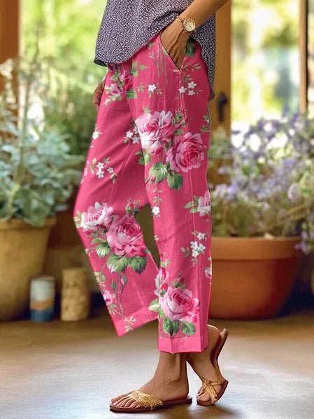 Rosalie | Pantaloni boho floreali con tasche