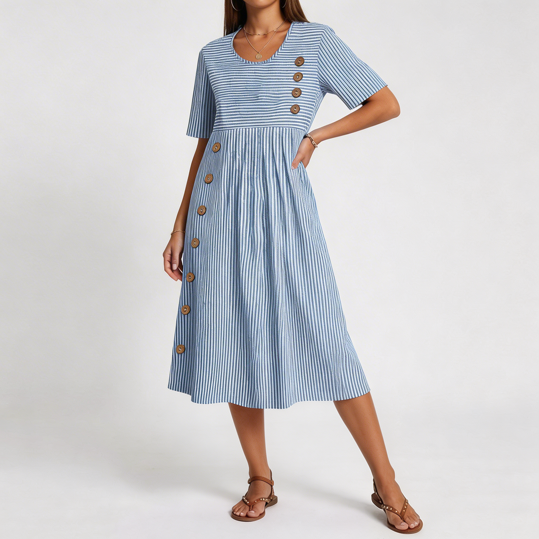 Camille | Vestito Midi Breezy a Righe Sottili